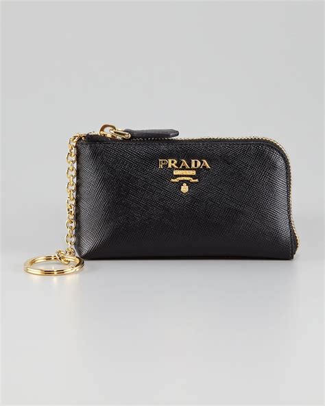 prada saffiano key pouch nero|PRADA Saffiano Zip Key Pouch Nero Black .